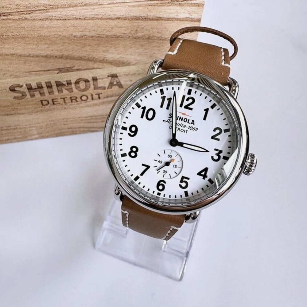 Classic Shinola Runwell White Dial With Brown Leather Men Women New Watch 41mm